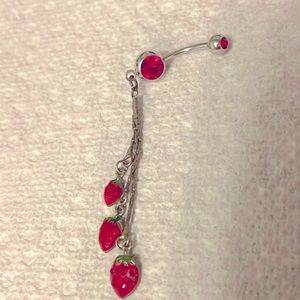Piercing Pagoda Strawberry Rhinestone Crystal Belly Ring